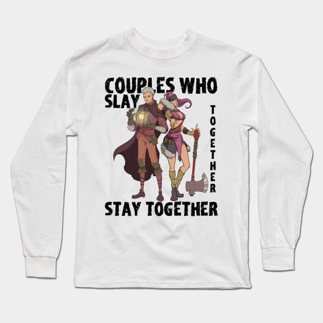 Roleplaying RPG Couple Gift Valentines Day Wizard Barbarian Long Sleeve T-Shirt by TellingTales